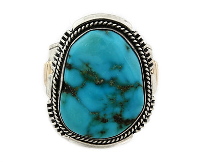 Navajo Ring 14k Sterling Silver Turquoise William Denetdale C.80's Size 12