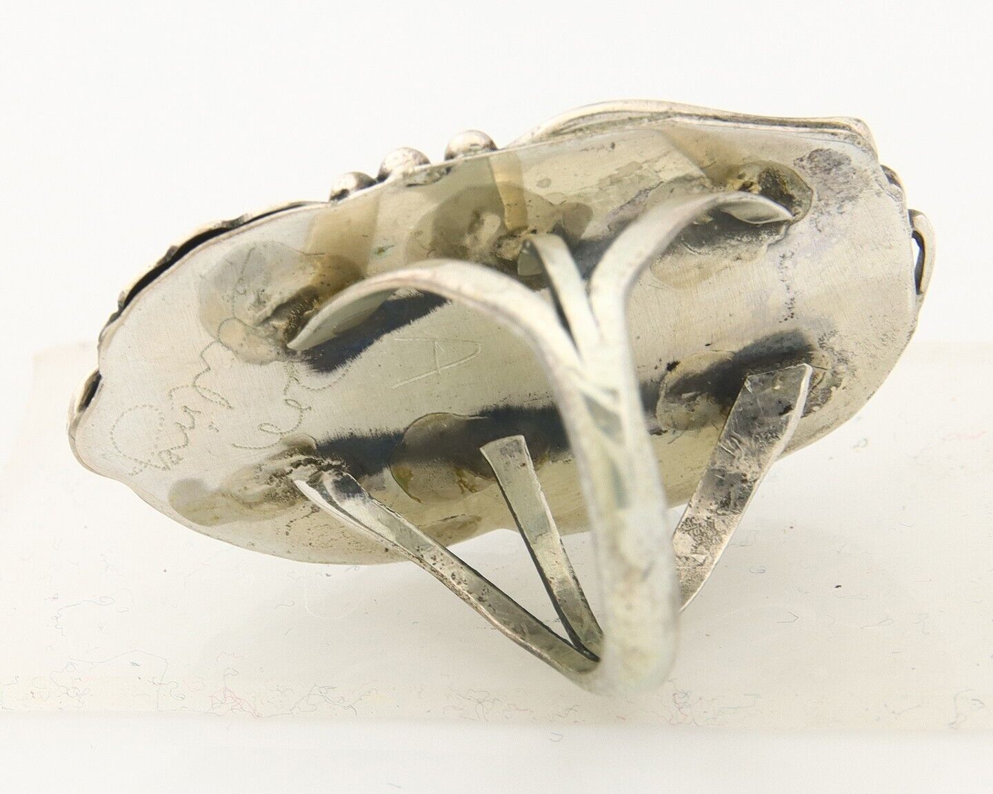 Navajo Ring 925 Sterling Turquoise Artist Justin Morris C.80's Size 7.5