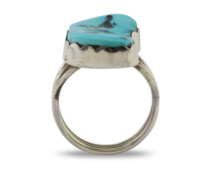 Navajo Ring 925 Silver Natural Blue Turquoise Signed Tony Guerro C.80's