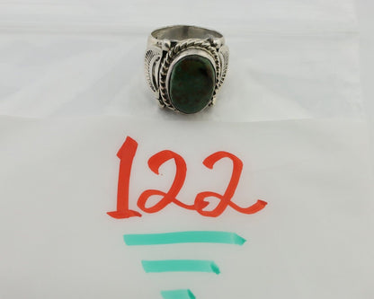 Navajo Ring 925 Silver Kingman Turquoise Signed M Montoya C.80's