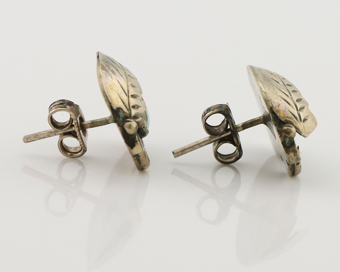 Navajo Earrings 925 Silver Natural Turquoise Native American Artist C.80's