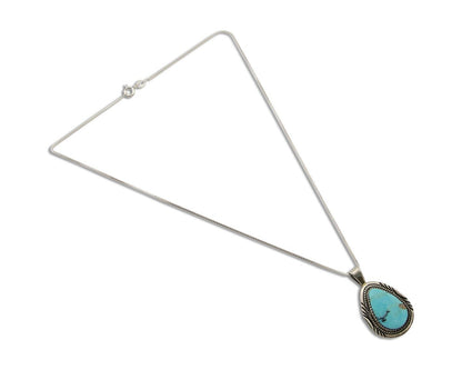 Navajo Necklace 925 Silver Natural Turquoise Artist Signed Mike Begay C.80's