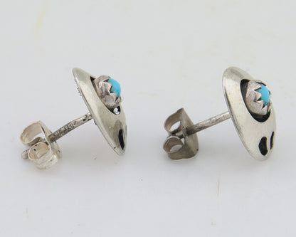 Navajo Paw Earrings 925 Silver Turquoise Native American Artist C.80's