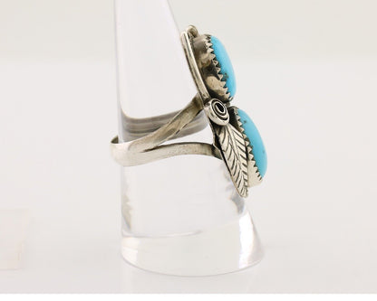 Navajo Handmade Ring 925 Silver Natural Tuquoise Artist Signed JM C.80's