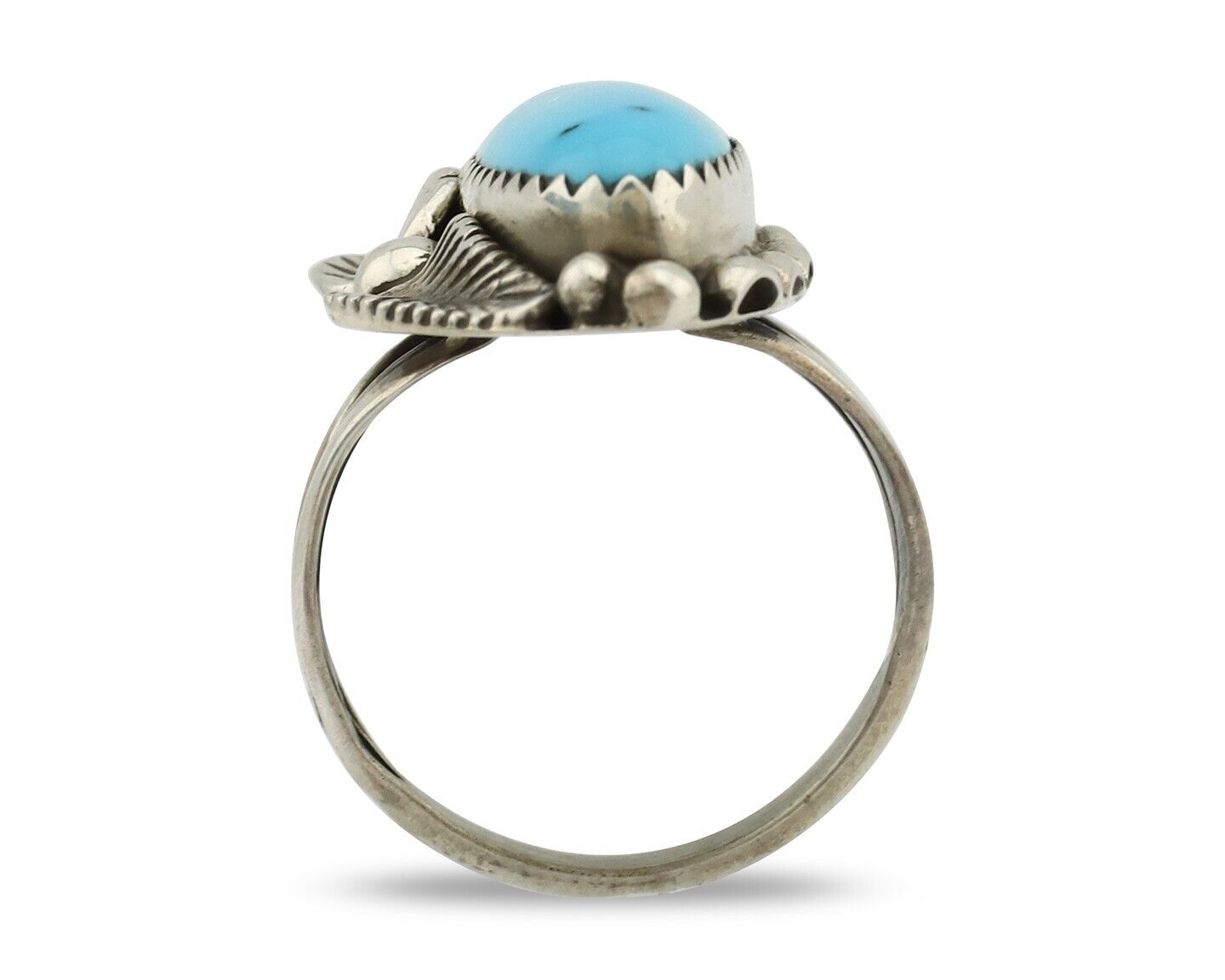 Navajo Ring 925 Silver Sleeping Beauty Turquoise Signed SC C.80's