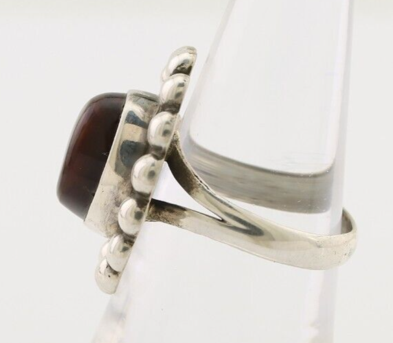 Navajo Handmade Ring 925 Silver Natural Fire Opal Native Artist Size 6.75 C.80's