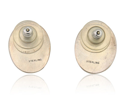 Navajo Earrings 925 Silver Natural Blue Native American Artist C.80's