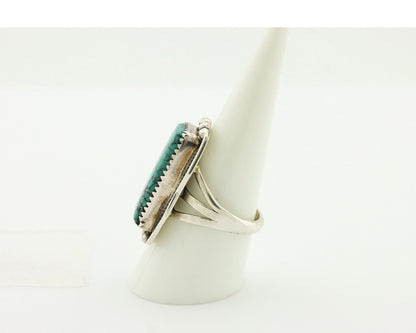 Navajo Ring 925 Silver Spiderweb Turquoise Artist Signed D C.80's