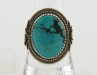 Navajo Ring 925 Silver Natural Spiderweb Turquoise Native Artist C.80's
