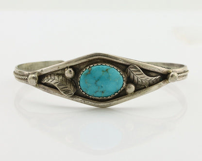 Navajo Bracelet 925 Silver Kingman Turquoise Native American Artist C.80's