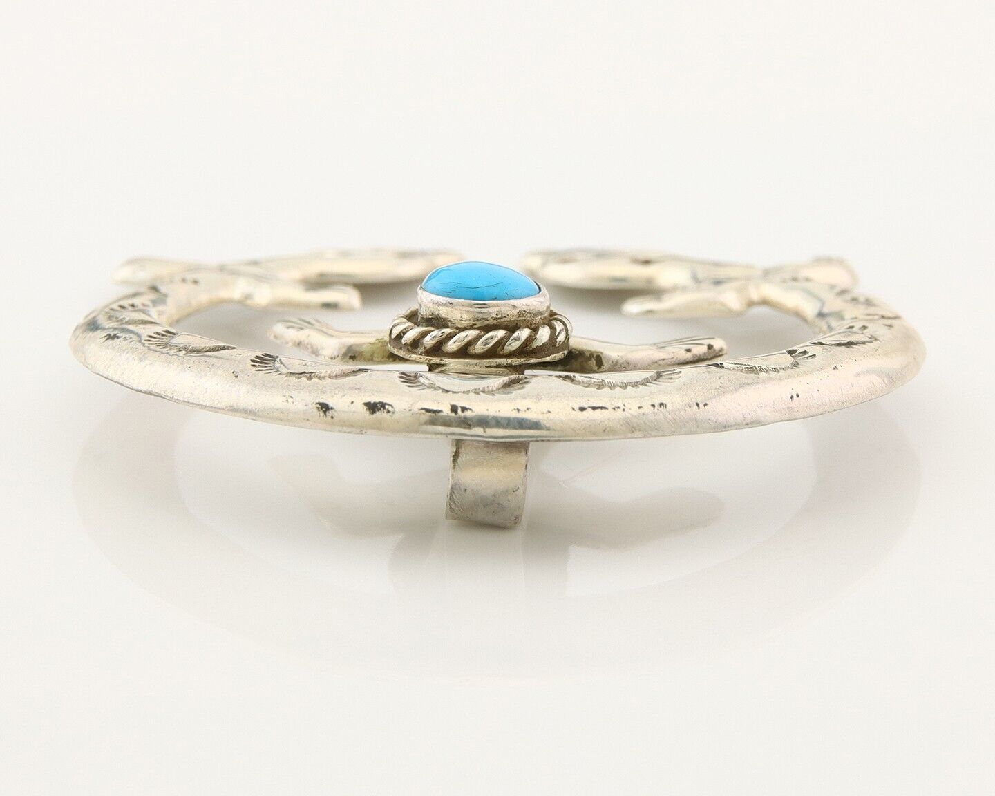 Navajo 925 Silver Naja Sand Cast Turquoise Handmade Native American Artist C.80s