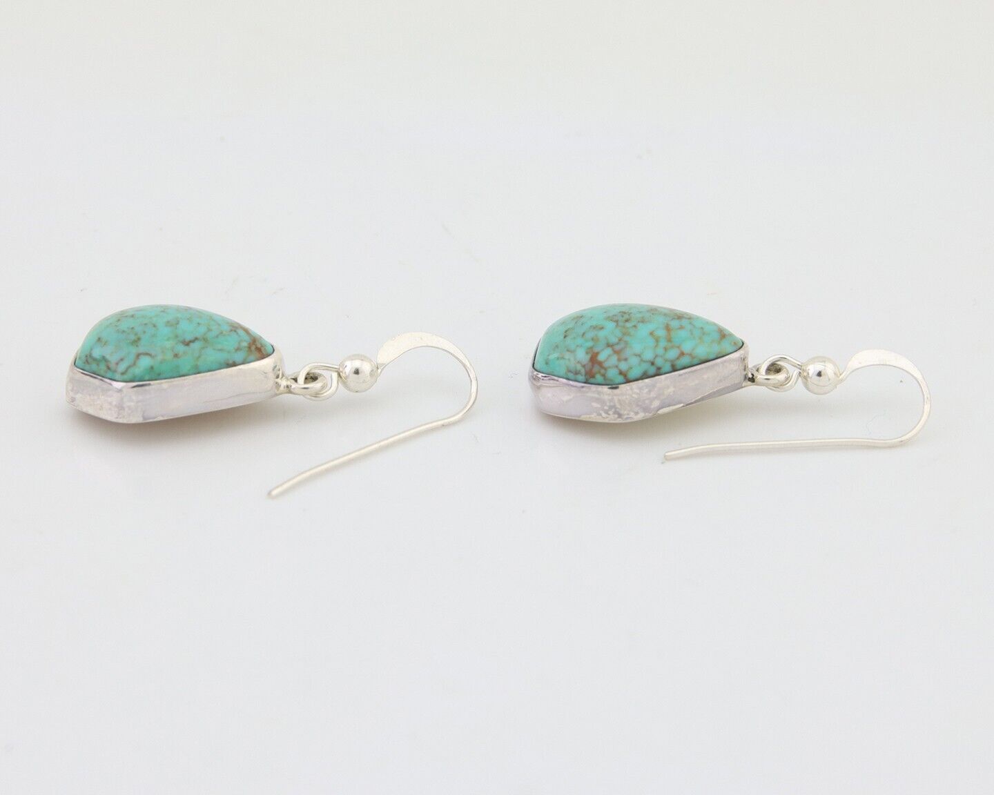 Navajo Dangle Earrings 925 Silver Natural Turquoise Artist Signed Montoya C.80's