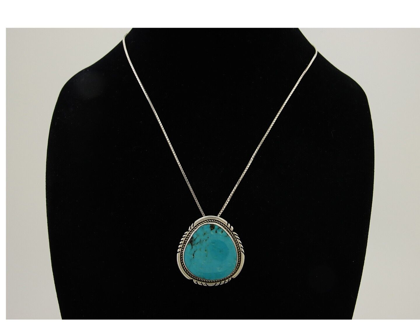 Navajo Necklace 925 Silver Blue Turquoise Artist Signed Doug Zachary C.80's