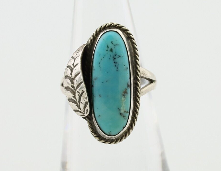 Navajo Handmade Ring 925 Silver Natural Turquoise Native American Artist C.80's