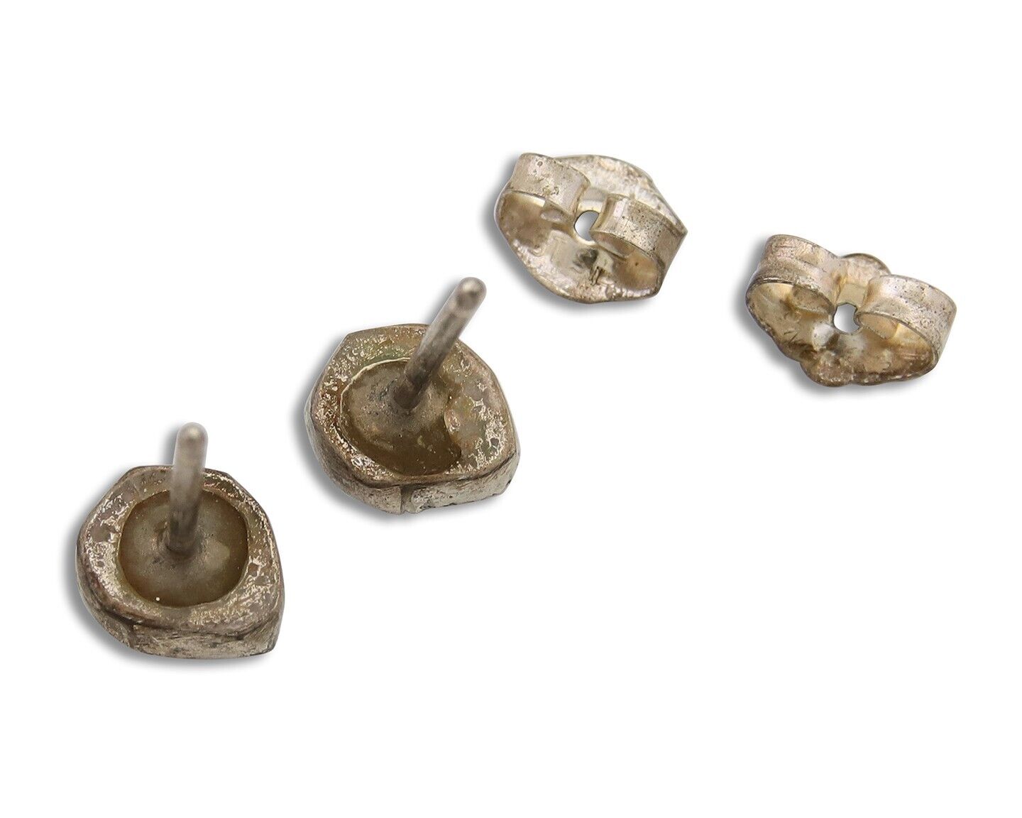 Navajo Earrings 925 Silver Inlaid Natural Onyx & Coral Native Artist C.80's