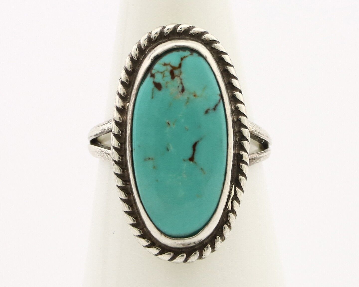 Navajo Ring 925 Silver Kingman Turquoise Artist Signed M Montoya C.80's