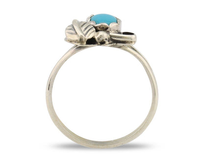 Navajo Ring .925 Silver Sleeping Beauty Turquoise Native American Artist C.80's