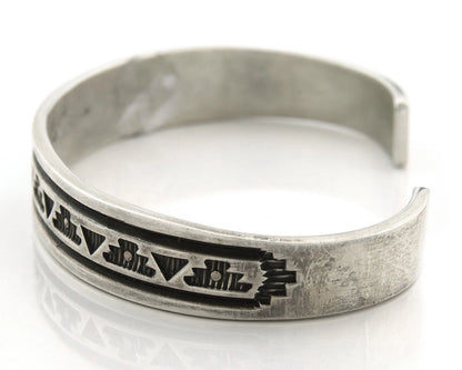 Navajo Cuff Bracelet 925 Sterling Silver Vintage Heavy Hand Stamped Signed Laner