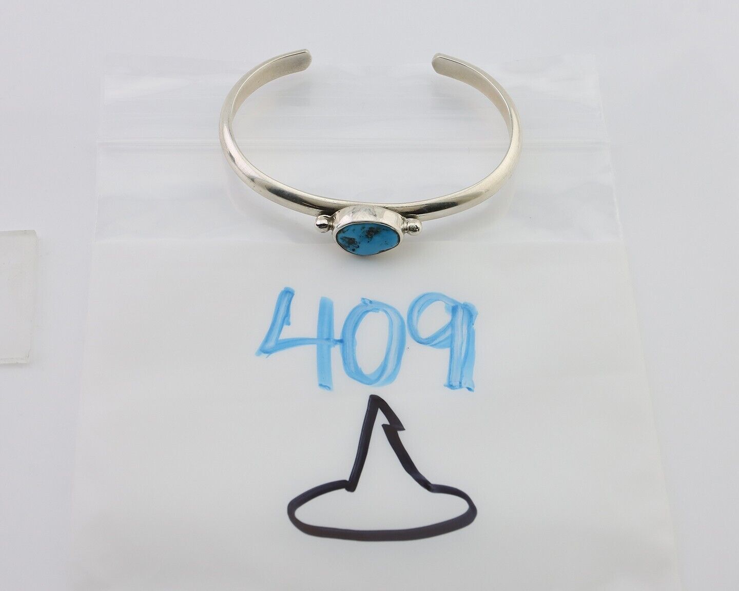Navajo Cuff Bracelet 925 Silver Natural Blue Turquoise Native American C.80's