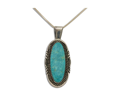 Navajo Necklace 925 Silver Natural Turquoise Artist Signed Mike Begay C.80's