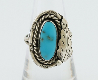 Navajo Handmade Ring 925 Silver Natural Turquoise Signed Jason Livingston C.80's
