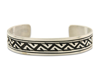 Navajo Bracelet 925 Silver Artist Signed Thomas Singer Cuff Made in the 1980's