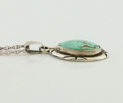 Navajo Pendant 925 Silver Kingman Turquoise Aritst Signed M Montoya C.80's