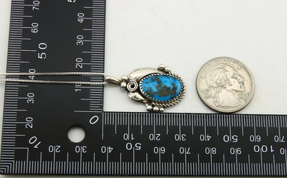 Navajo Necklace 925 Silver Natural Turquoise Artist Signed C.80's