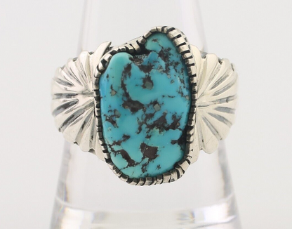Navajo Ring 925 Silver Sleeping Beauty Turquoise Artist Signed DK C.80's