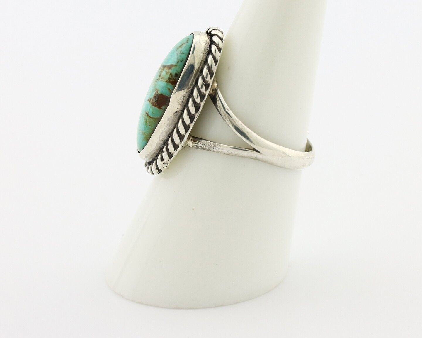 Navajo Ring 925 Silver Kingman Turquoise Artist Signed M Montoya C.80's