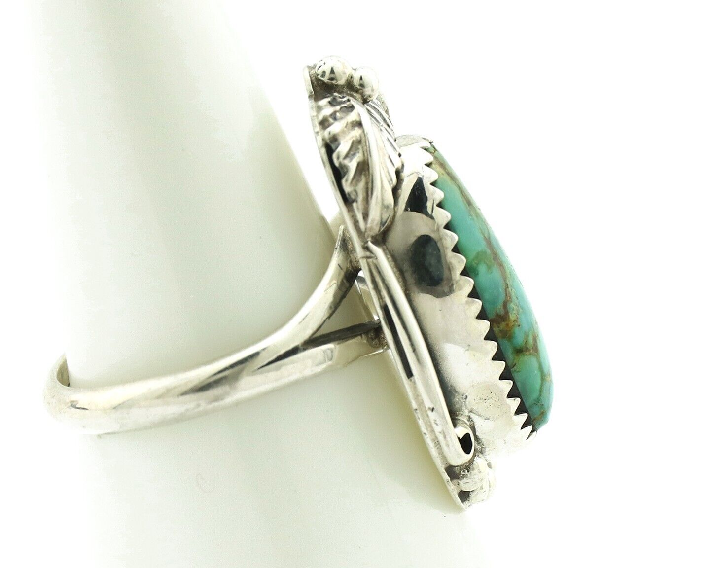 Navajo Ring .925 Silver Natural Mined Southwest Turquoise Artist Signed SN C80s