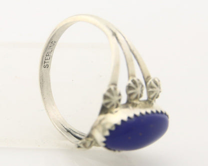 Navajo Ring 925 Sterling Natural Lapis Handmade Native Artist C.80's