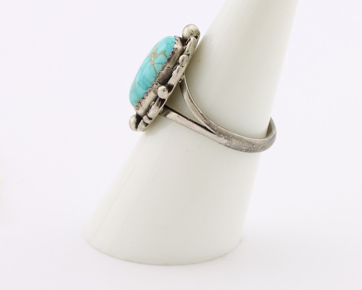 Navajo Ring 925 Silver Spiderweb Turquoise Artist Signed Billy Eagle C.80's