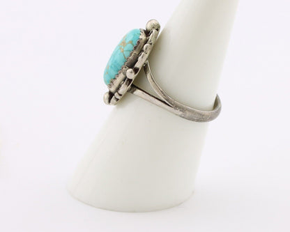 Navajo Ring 925 Silver Spiderweb Turquoise Artist Signed Billy Eagle C.80's