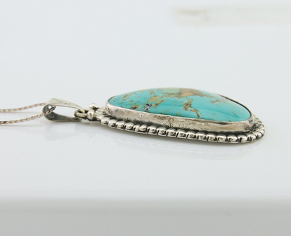 Navajo Necklace 925 Silver Natural Blue Turquoise Artist Signed M Montoya C.80's