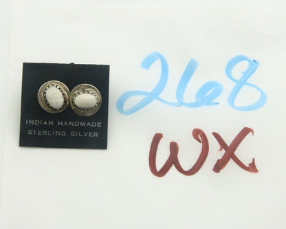 Navajo Earrings 925 Silver White Buffalo Turquoise Native American Artist C.80's