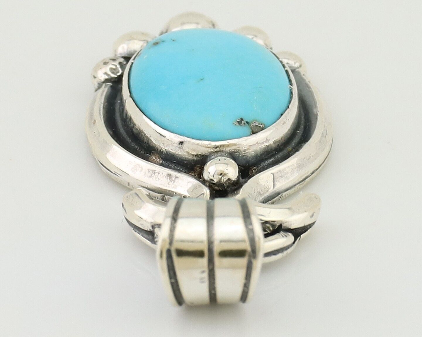 Navajo Pendant 925 Silver Natural Turquoise Artist Signed RB C.80's
