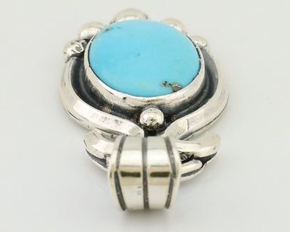 Navajo Pendant 925 Silver Natural Turquoise Artist Signed RB C.80's