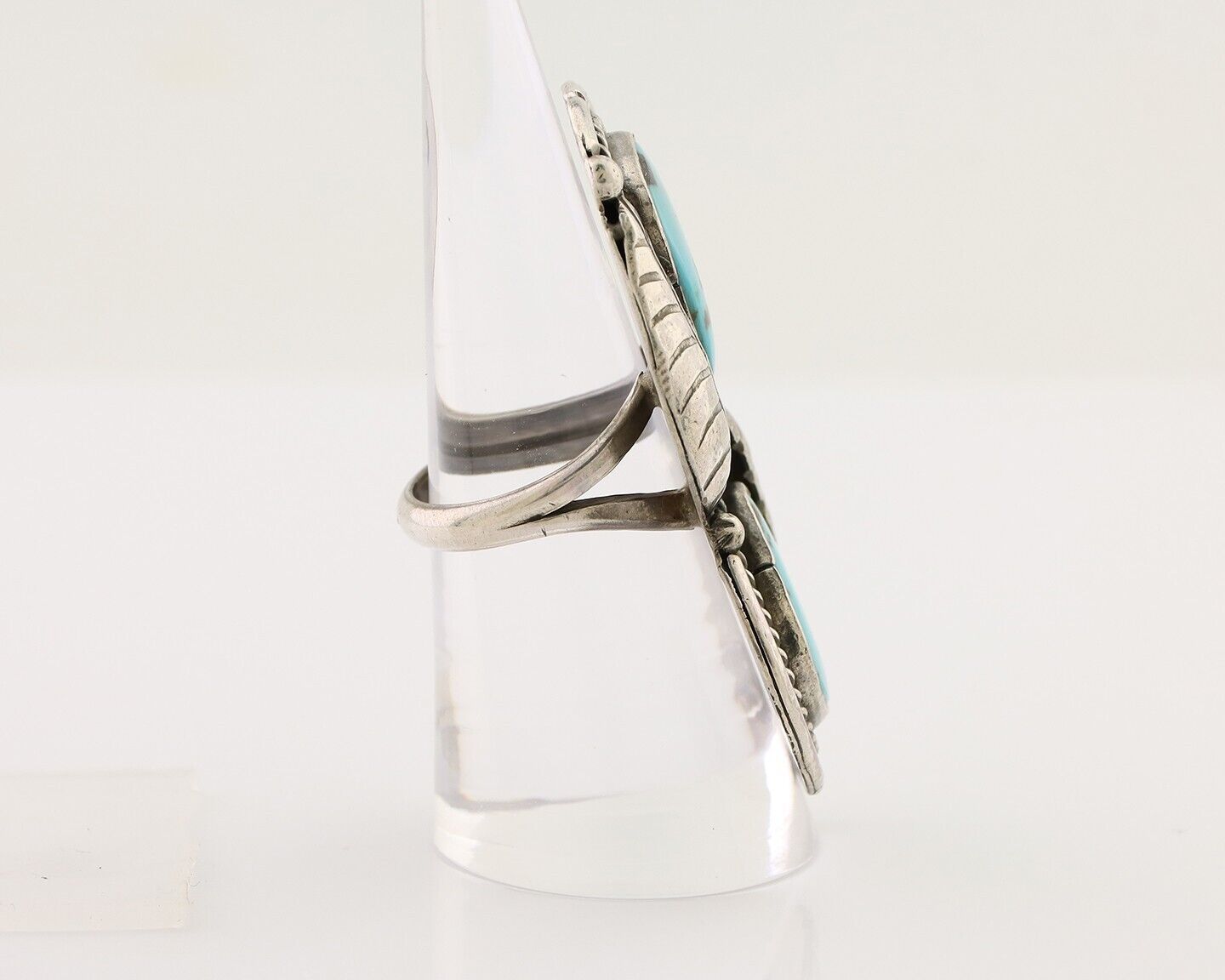 Navajo Handmade Ring 925 Silver Natural Tuquoise Native American Artist C.80's