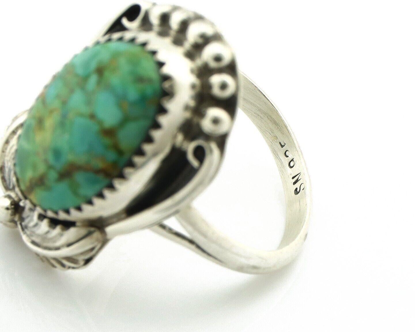 Navajo Ring .925 Silver Natural Mined Southwest Turquoise Artist Signed SN C80s