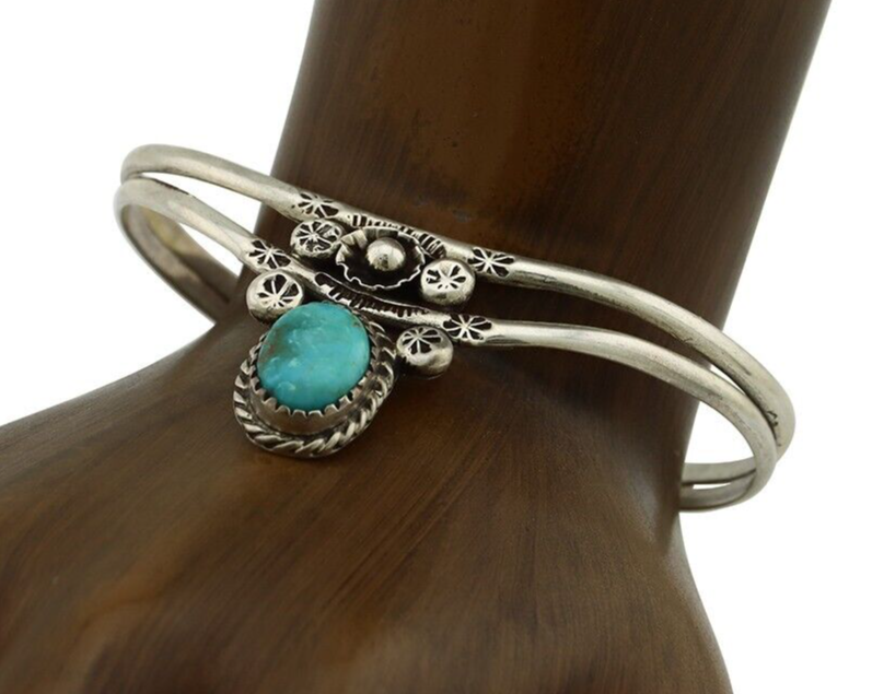 Navajo Bracelet 925 Silver Kingman Turquoise Artist Native American C.80's
