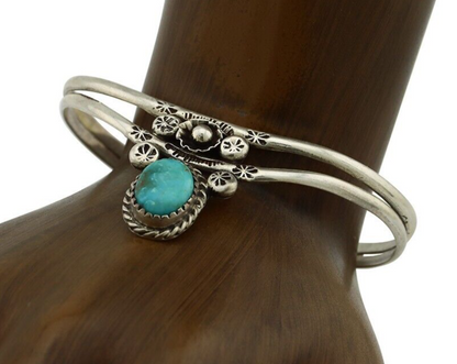 Navajo Bracelet 925 Silver Kingman Turquoise Artist Native American C.80's