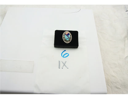 Navajo Tiwa Ring Sterling Silver Gemstone Vintage Native American Artist Sz 7.5