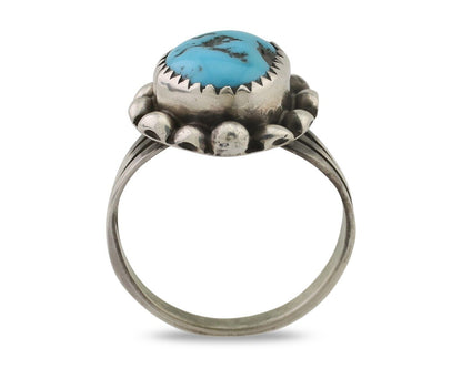 Navajo Ring 925 Silver Sleeping Beauty Turquoise Artist Signed SC C.80's