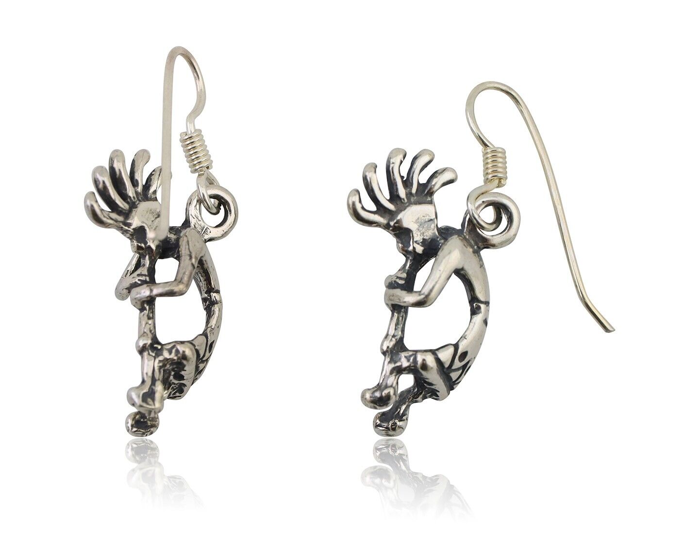 Navajo Kokopelli Dangle Earrings 925 Silver Native American Artist C.80's