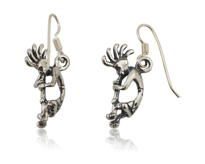 Navajo Kokopelli Dangle Earrings 925 Silver Native American Artist C.80's