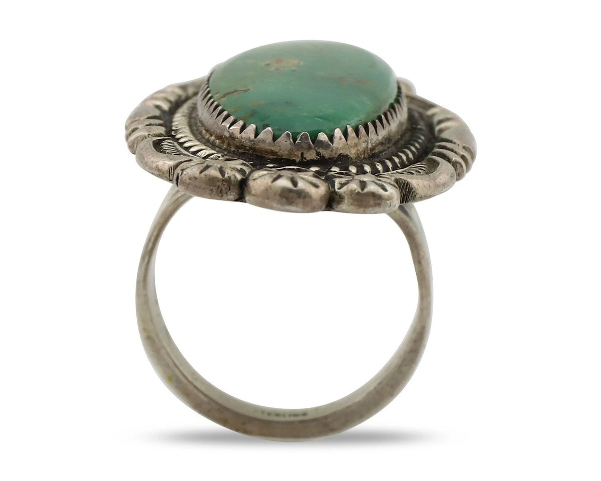 Navajo Ring .925 Silver Manassas Turquoise Native American Artist C.80's