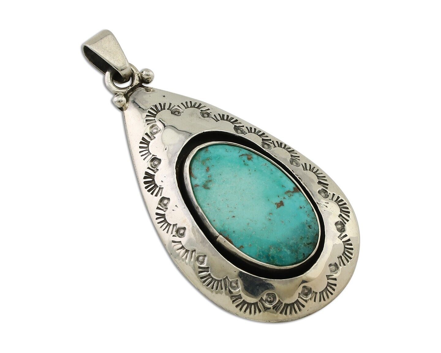 Navajo Pendant 925 Silver Blue Turquoise Artist Signed MC C.80's