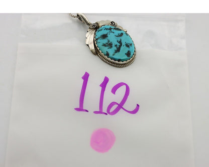 Navajo Necklace Pendant 925 Silver Turquoise Signed Justin Morris C80s