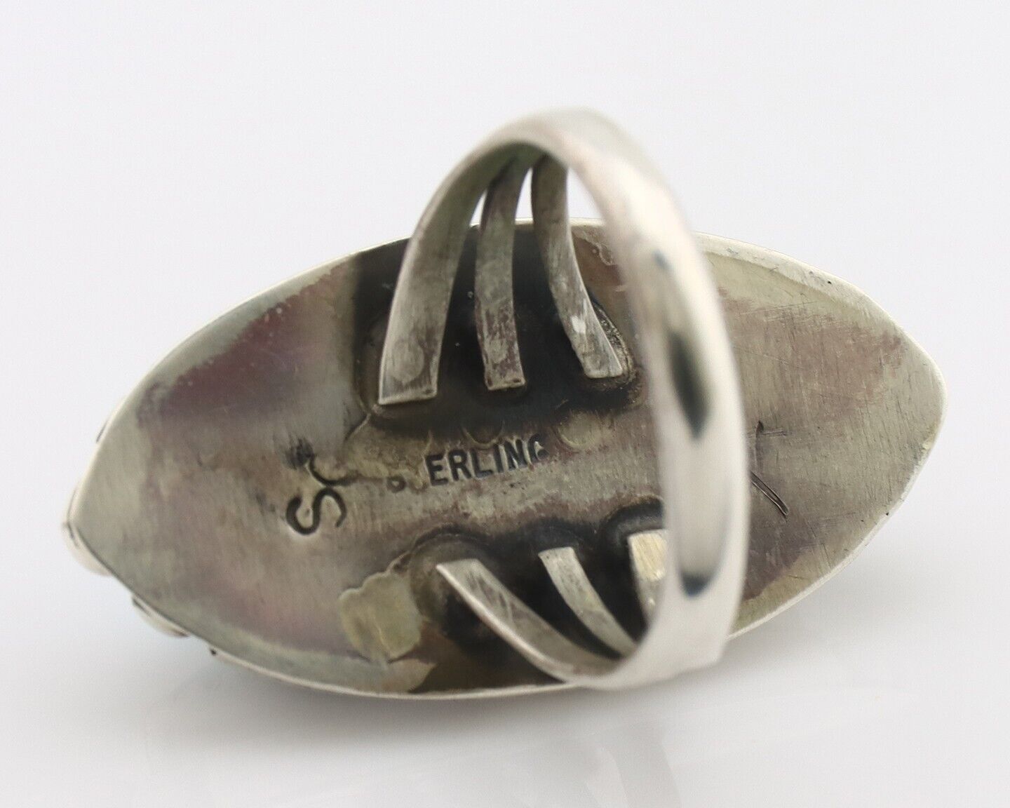 Navajo Ring .925 Silver Sleeping Beauty Turquoise Signed SkyStone Creations C80s